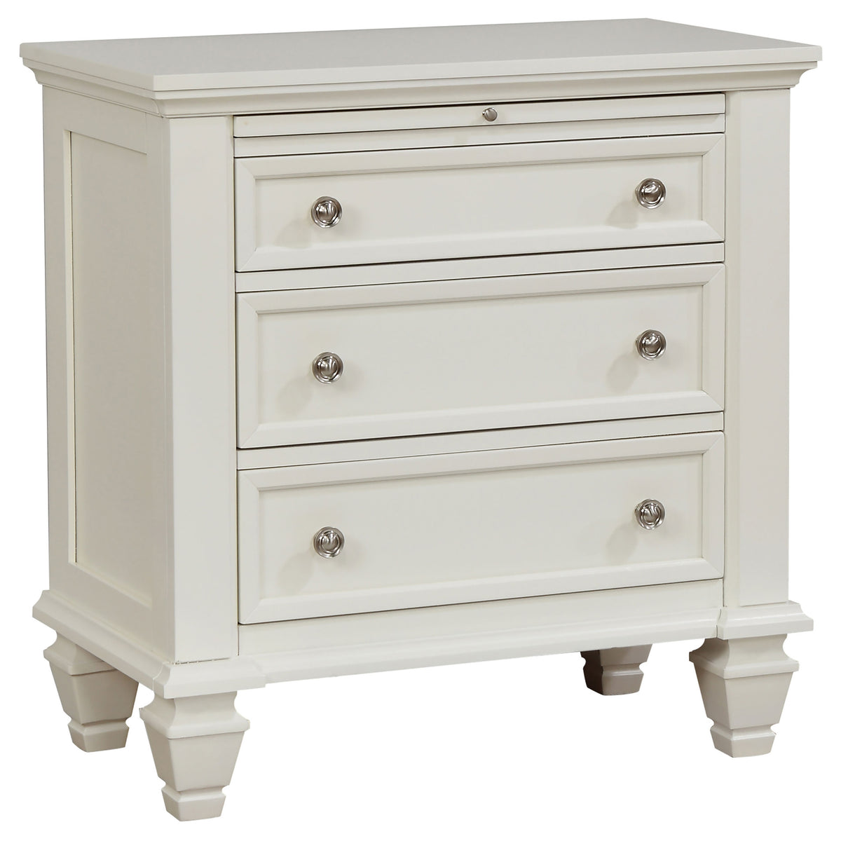 Sandy Beach 4-piece Bedroom Set Cream White with Wood Storage Panel Bed - Eastern King