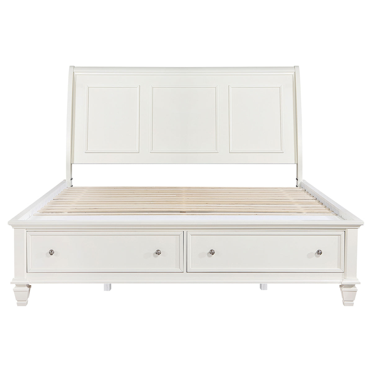 Sandy Beach Wood Storage Panel Bed Cream White - Eastern King