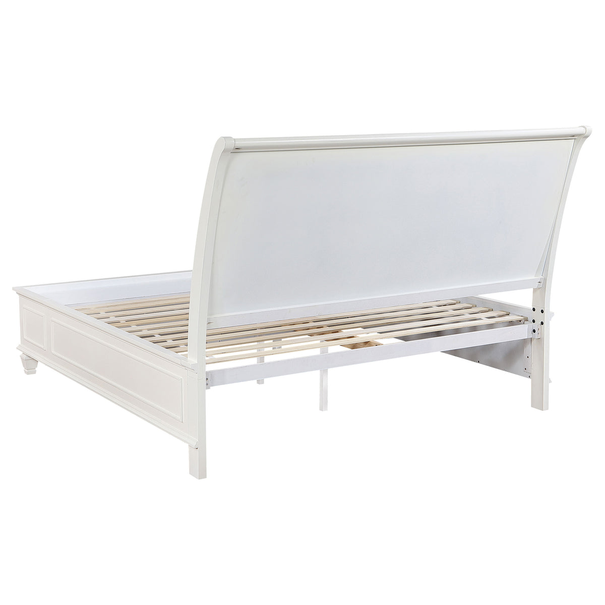 Sandy Beach Wood Storage Panel Bed Cream White - Eastern King