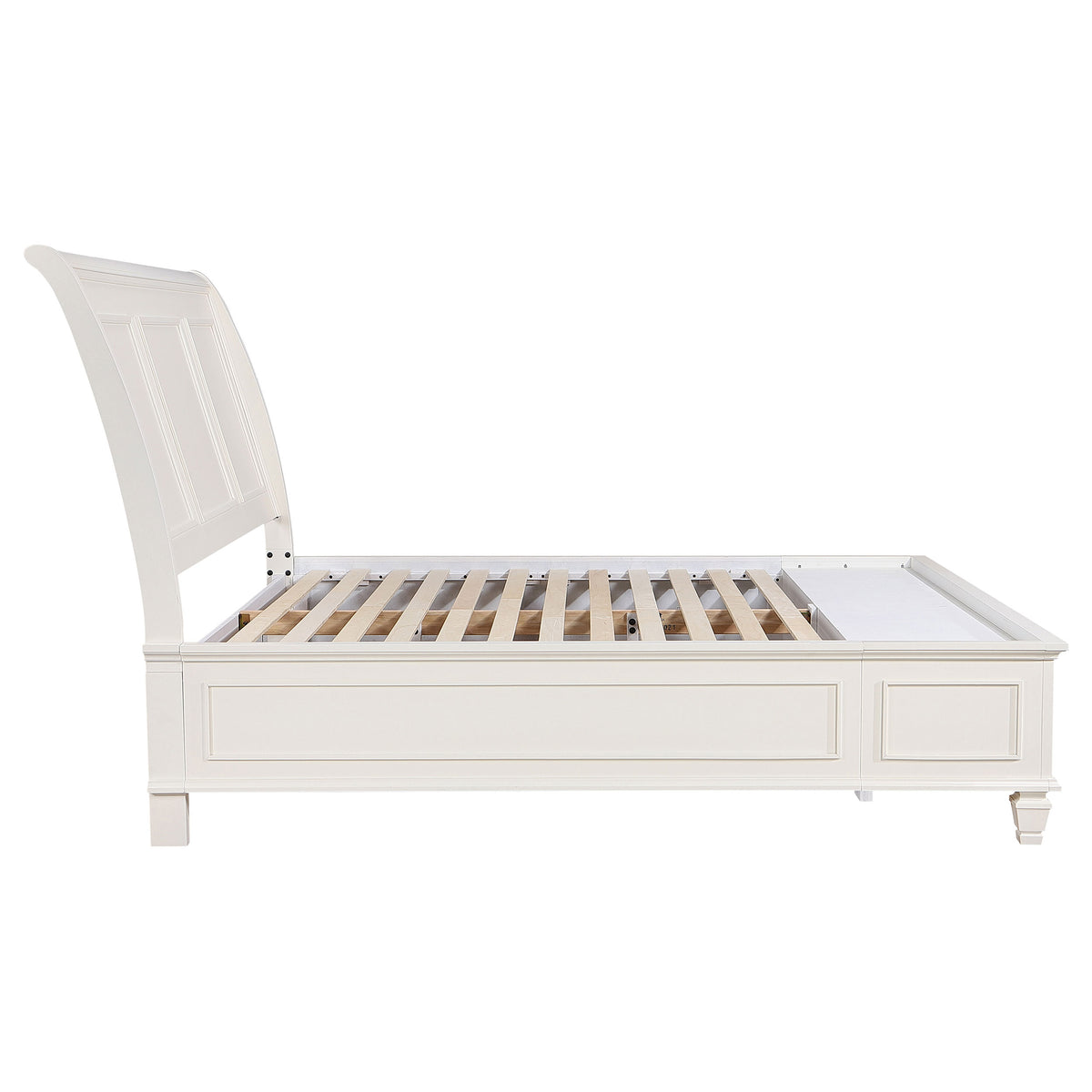 Sandy Beach Wood Storage Panel Bed Cream White - Eastern King