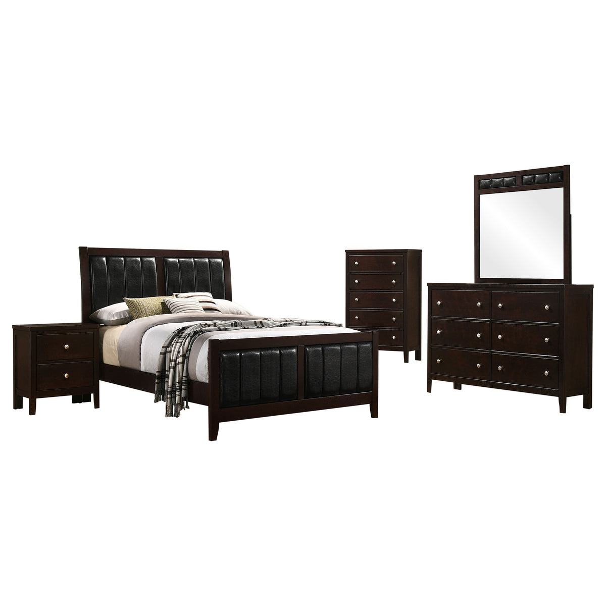 Carlton 5-piece Bedroom Set Cappuccino - Full