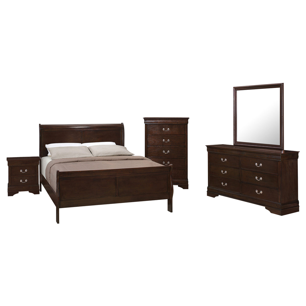 Louis Philippe 5-piece Bedroom Set Cappuccino - Full