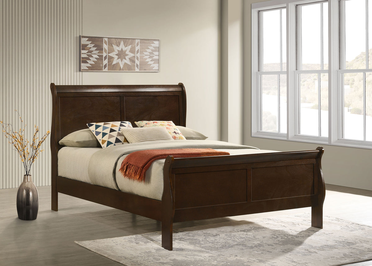 Louis Philippe Wood Sleigh Bed Cappuccino - Full