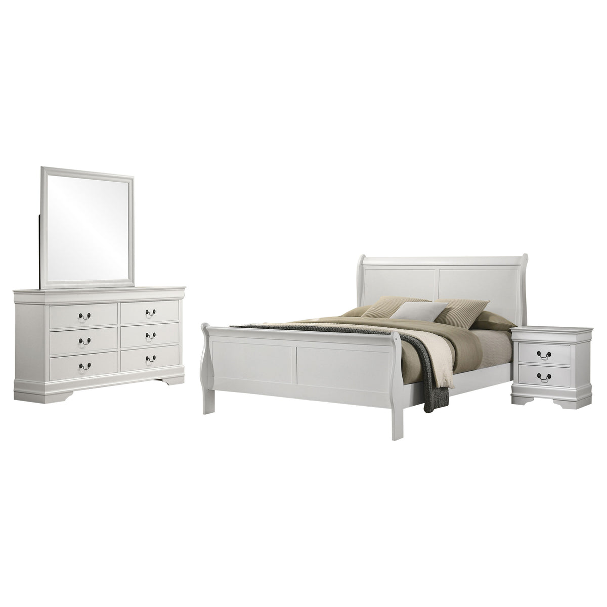 Louis Philippe 4-piece Bedroom Set White - Full