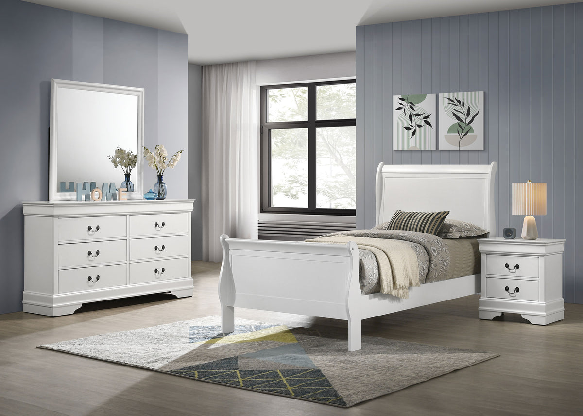 Louis Philippe 4-piece Bedroom Set White - Twin