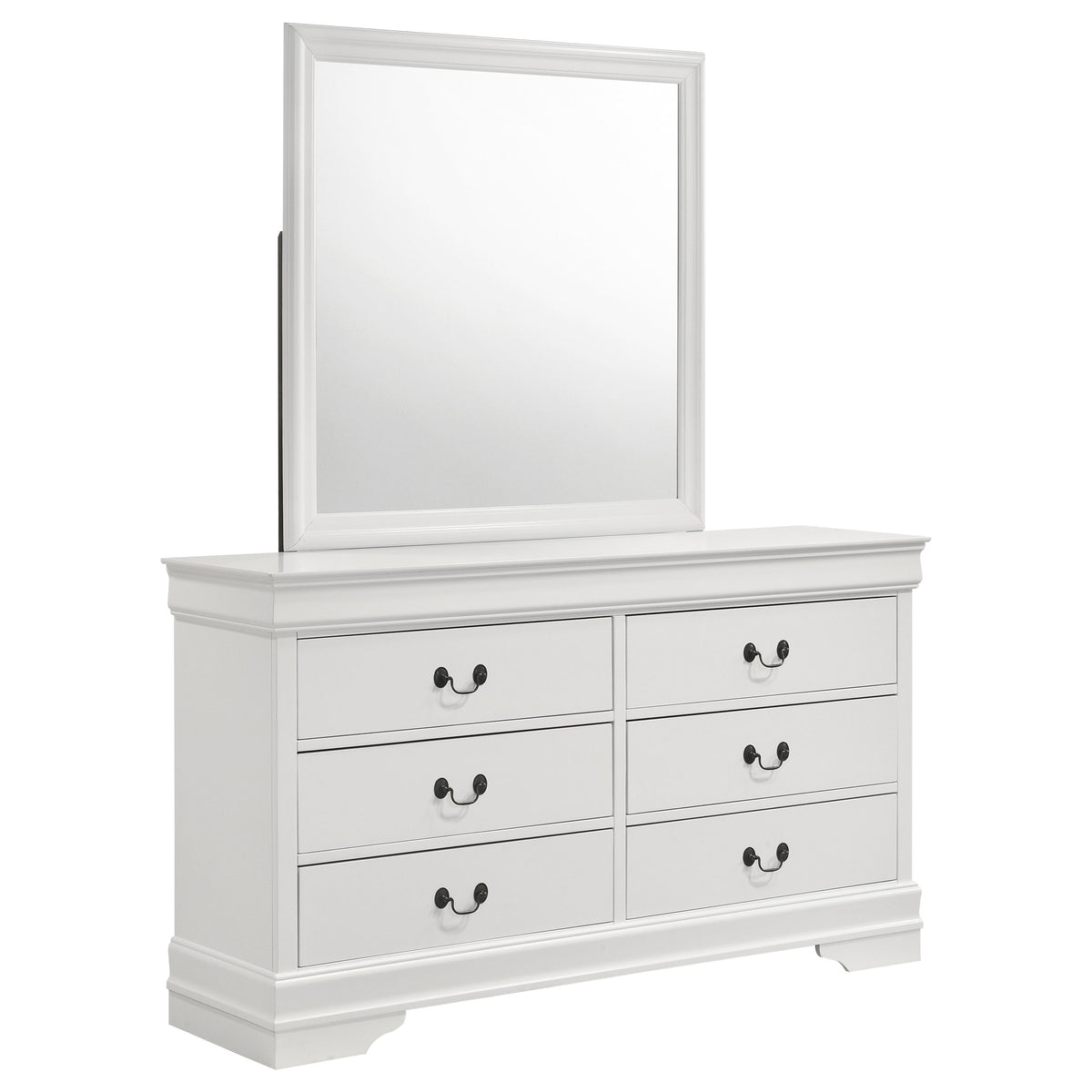 Louis Philippe 6-drawer Dresser - White, With Mirror