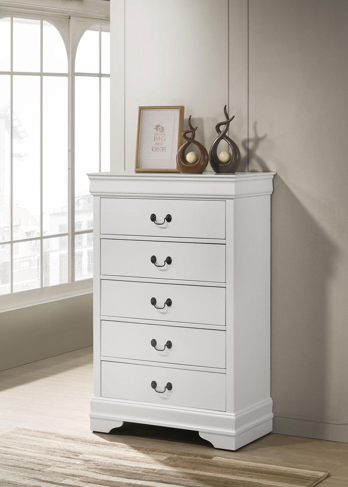 Louis Philippe 5-drawer Bedroom Chest - White