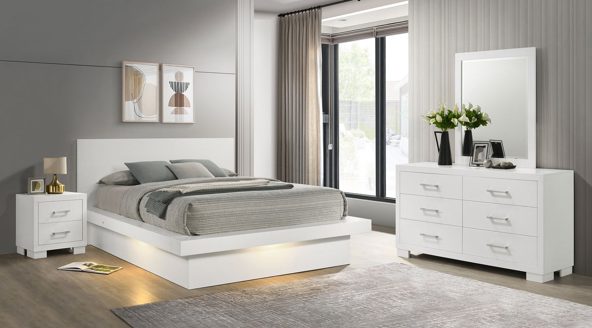 Jessica 4-piece LED Bedroom Set - Eastern King, Snow White