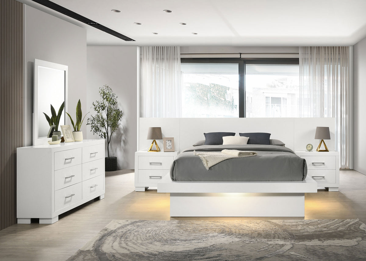 Jessica 5-piece LED Bedroom Set Snow White - Eastern King