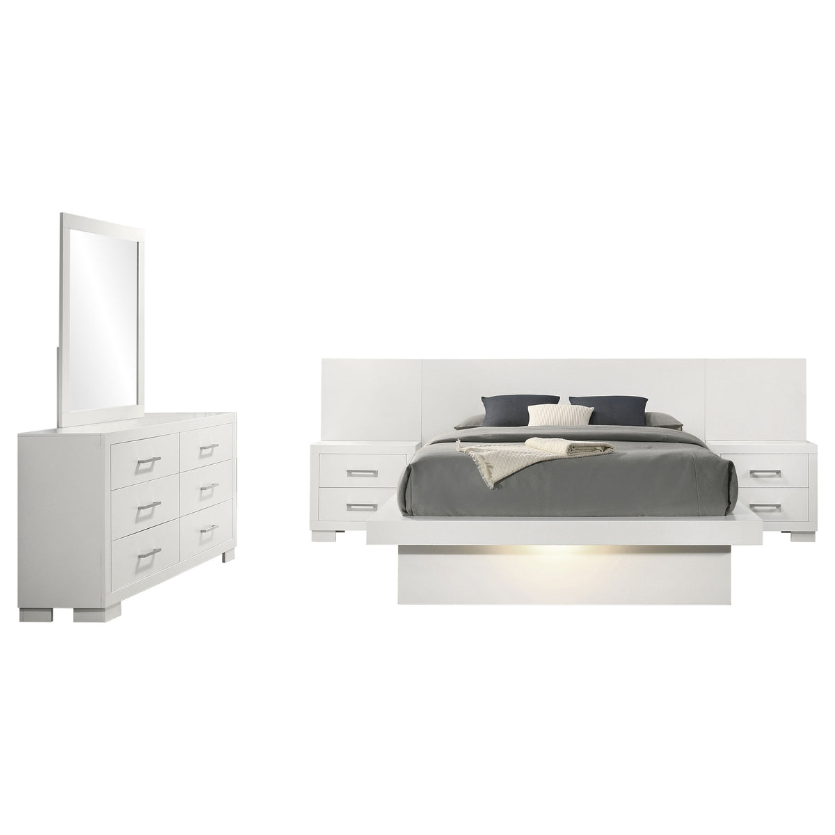 Jessica 5-piece LED Bedroom Set Snow White - Eastern King