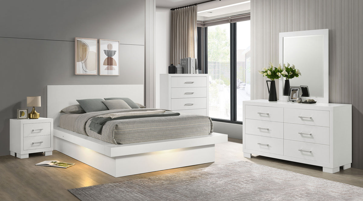 Jessica 5-piece LED Bedroom Set - Eastern King, Snow White