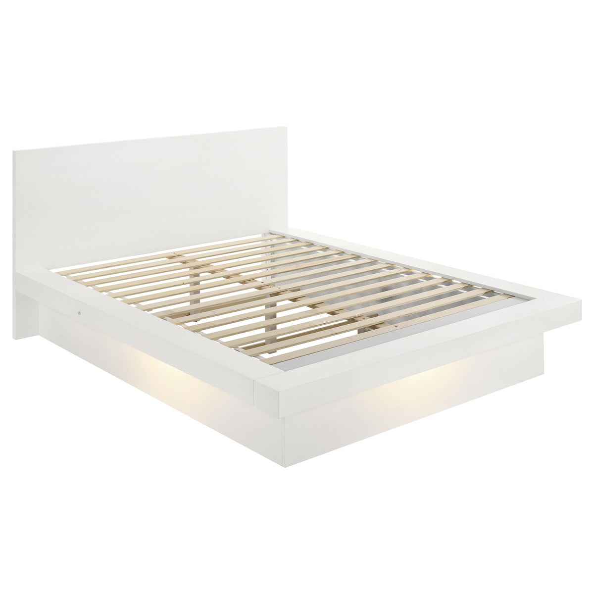 Jessica Wood LED Panel Bed - Eastern King, Snow White