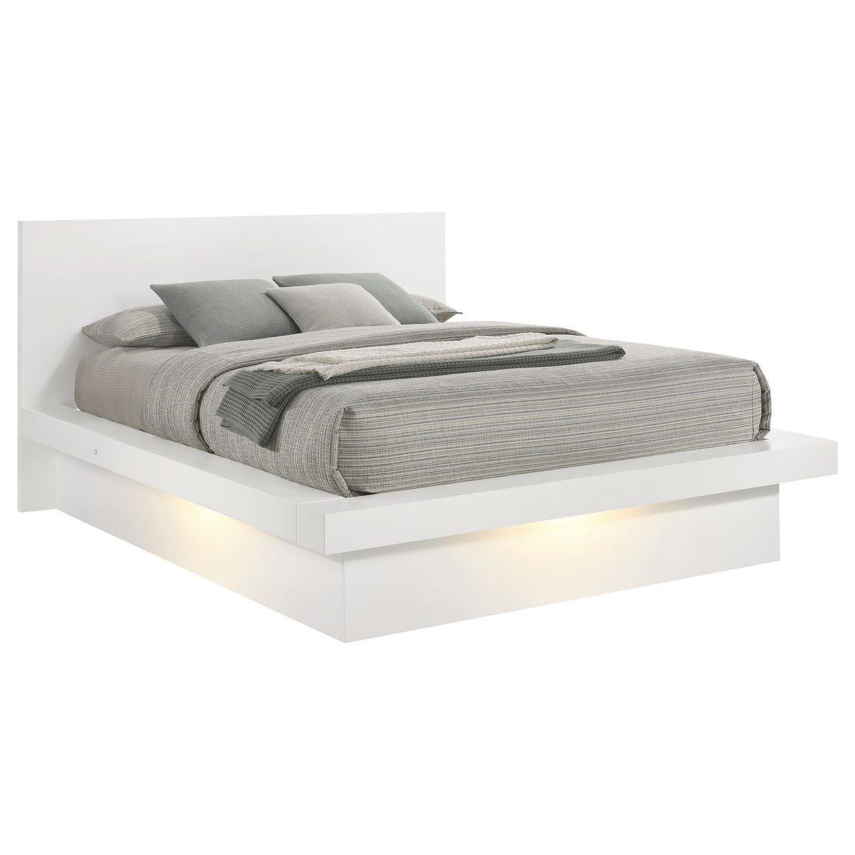 Jessica Wood LED Panel Bed - Eastern King, Snow White