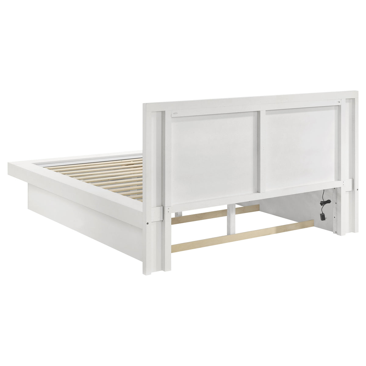 Jessica Wood LED Panel Bed - Eastern King, Snow White