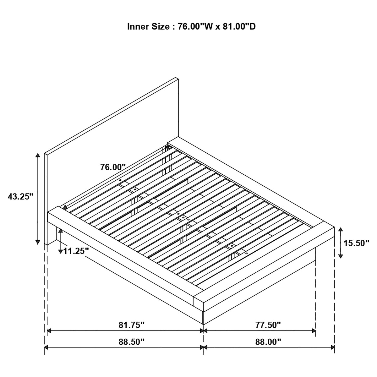 Jessica Wood LED Panel Bed - Eastern King, Snow White
