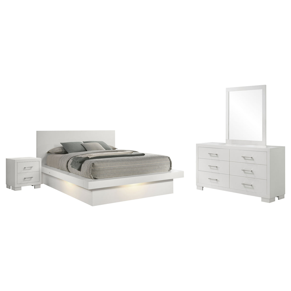 Jessica 4-piece LED Bedroom Set - Queen, Snow White