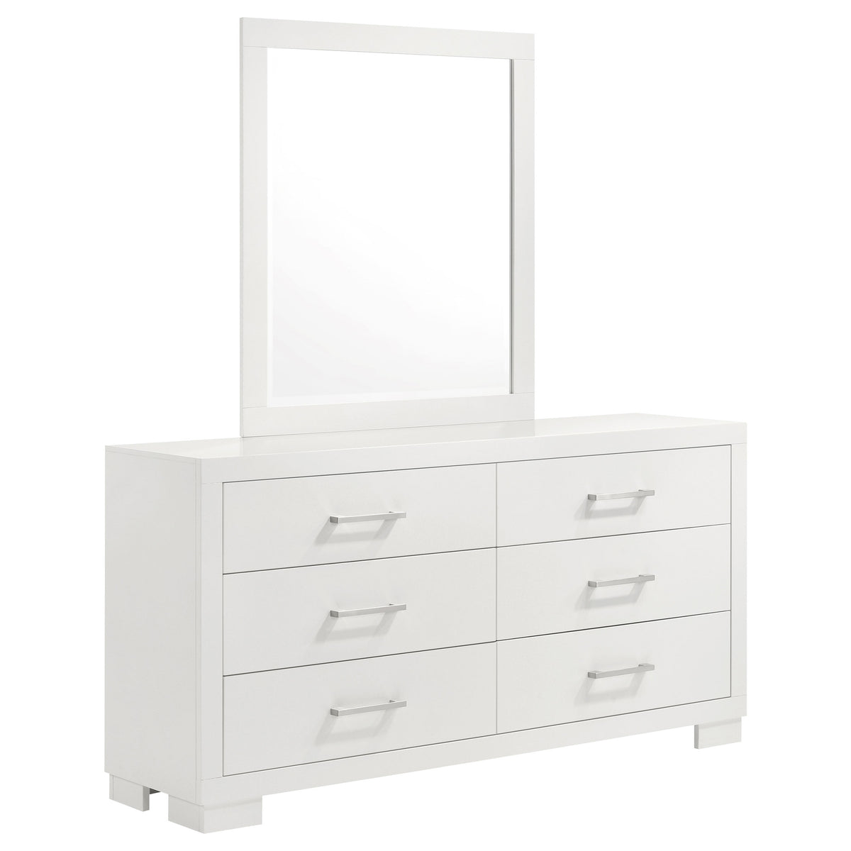 Jessica 6-drawer Dresser - Snow White, With Mirror