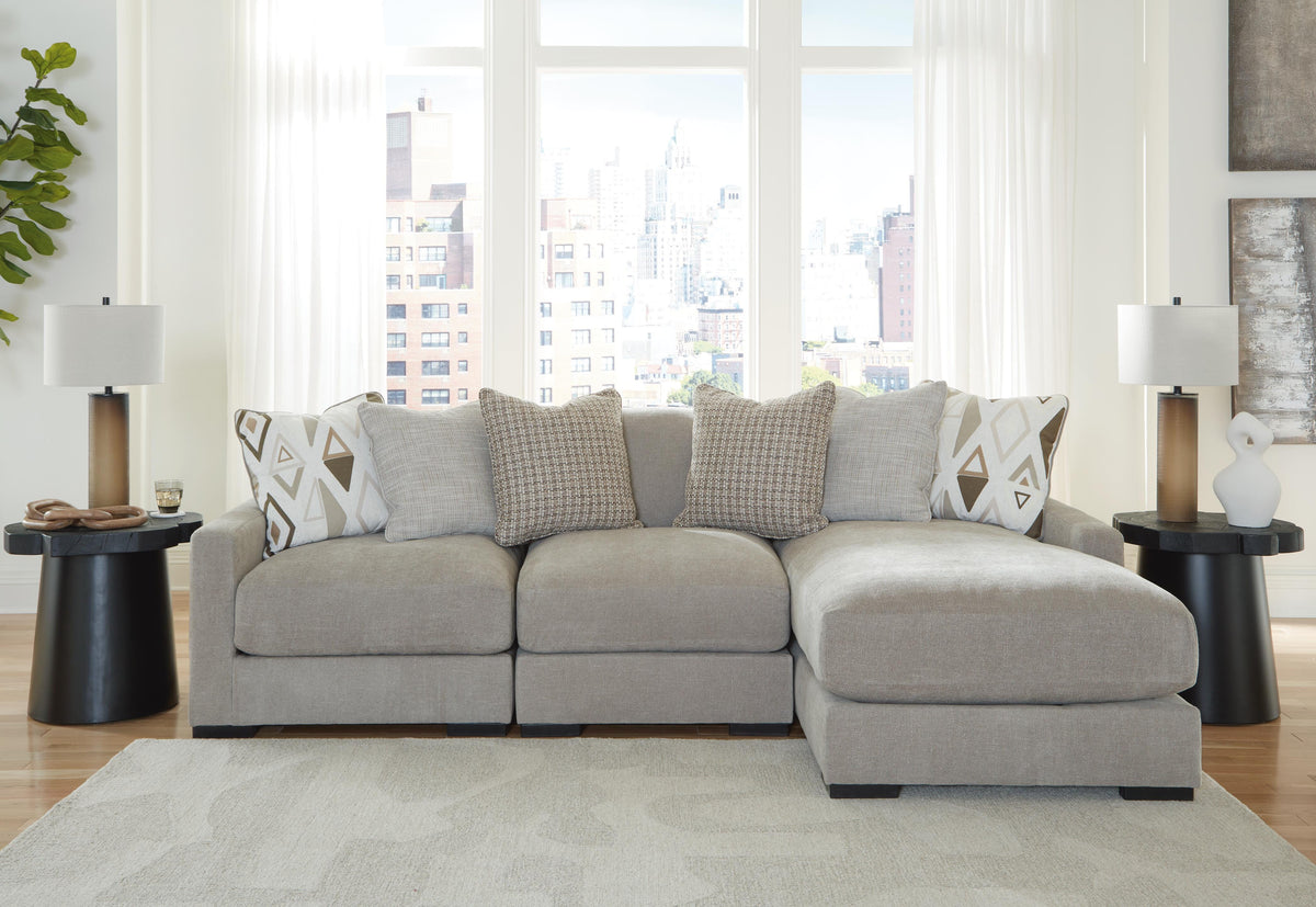 Aslan Court 3-Piece Sofa Sectional with Chaise Chenille