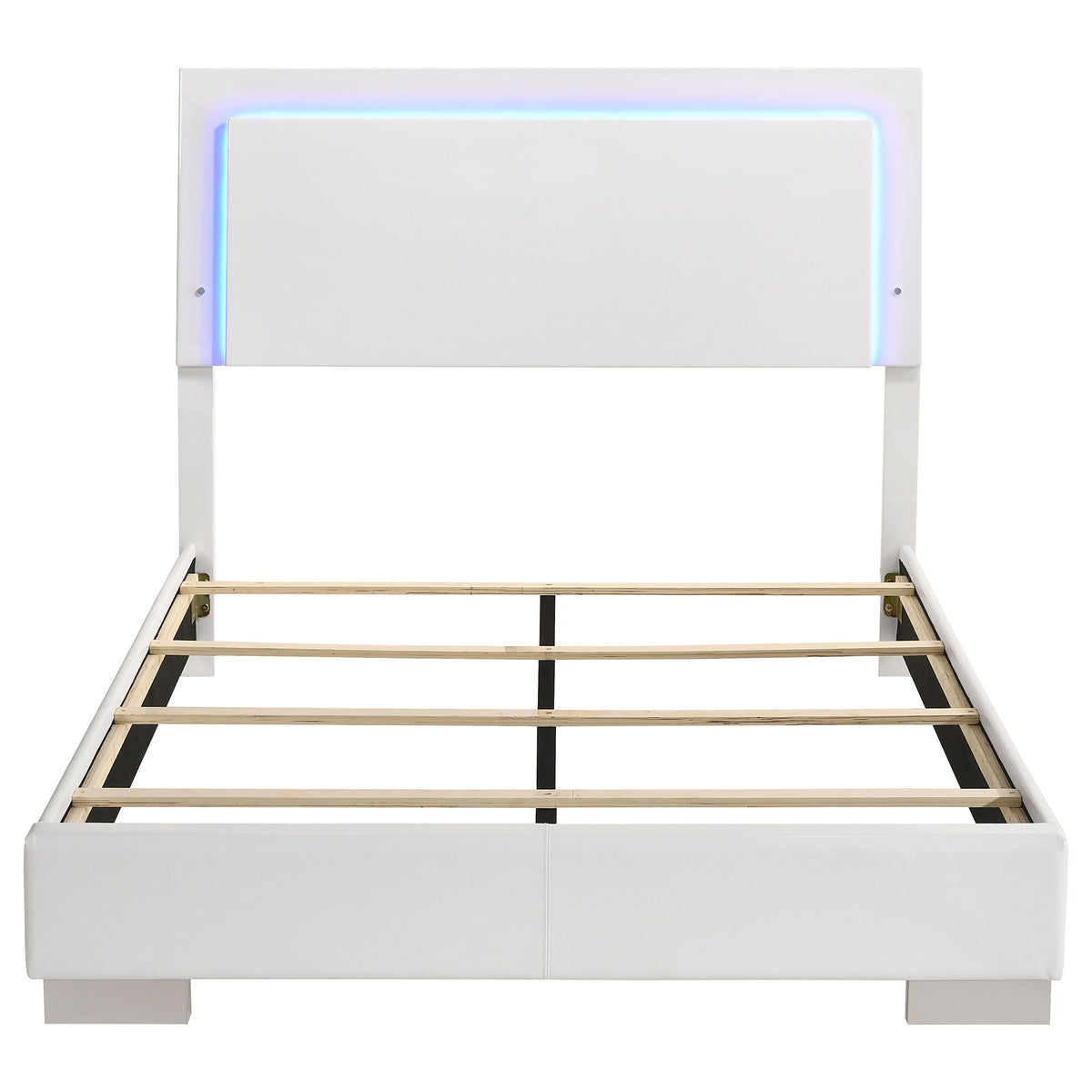 Felicity Wood LED Panel Bed White High Gloss - Full
