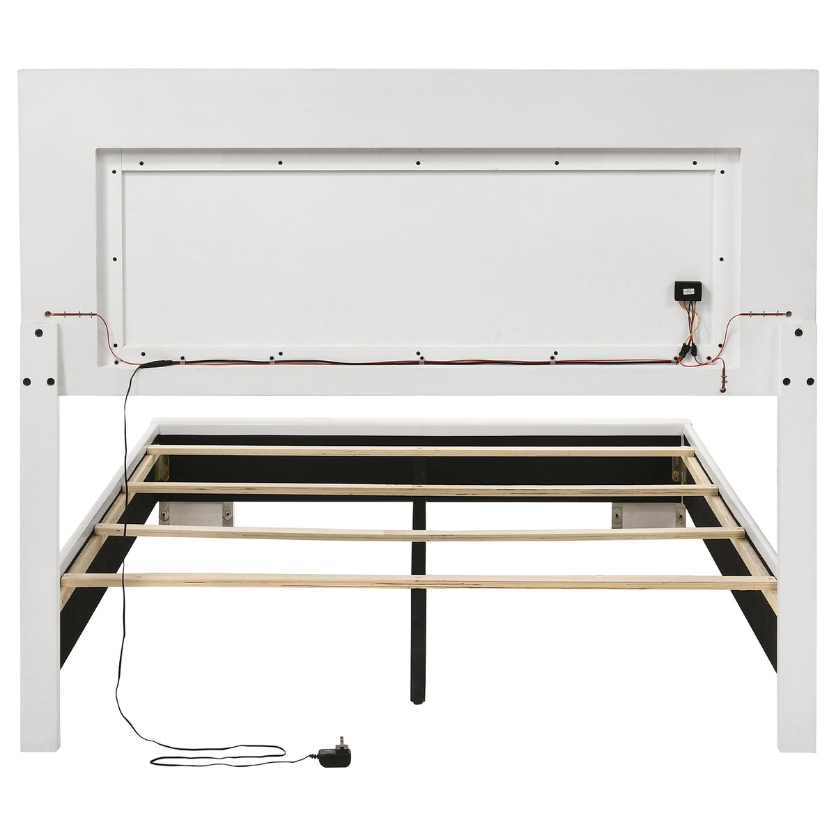 Felicity Wood LED Panel Bed White High Gloss - Full