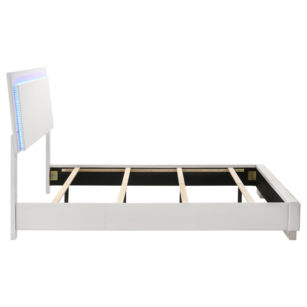 Felicity Wood LED Panel Bed White High Gloss - Full