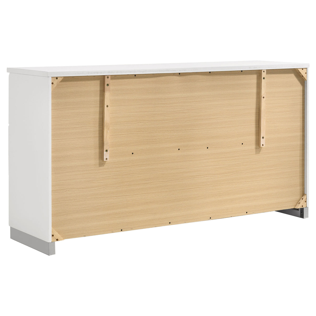 Felicity 5-piece Bedroom Set White High Gloss with Wood LED Panel Bed and Dresser Mirror - Eastern King