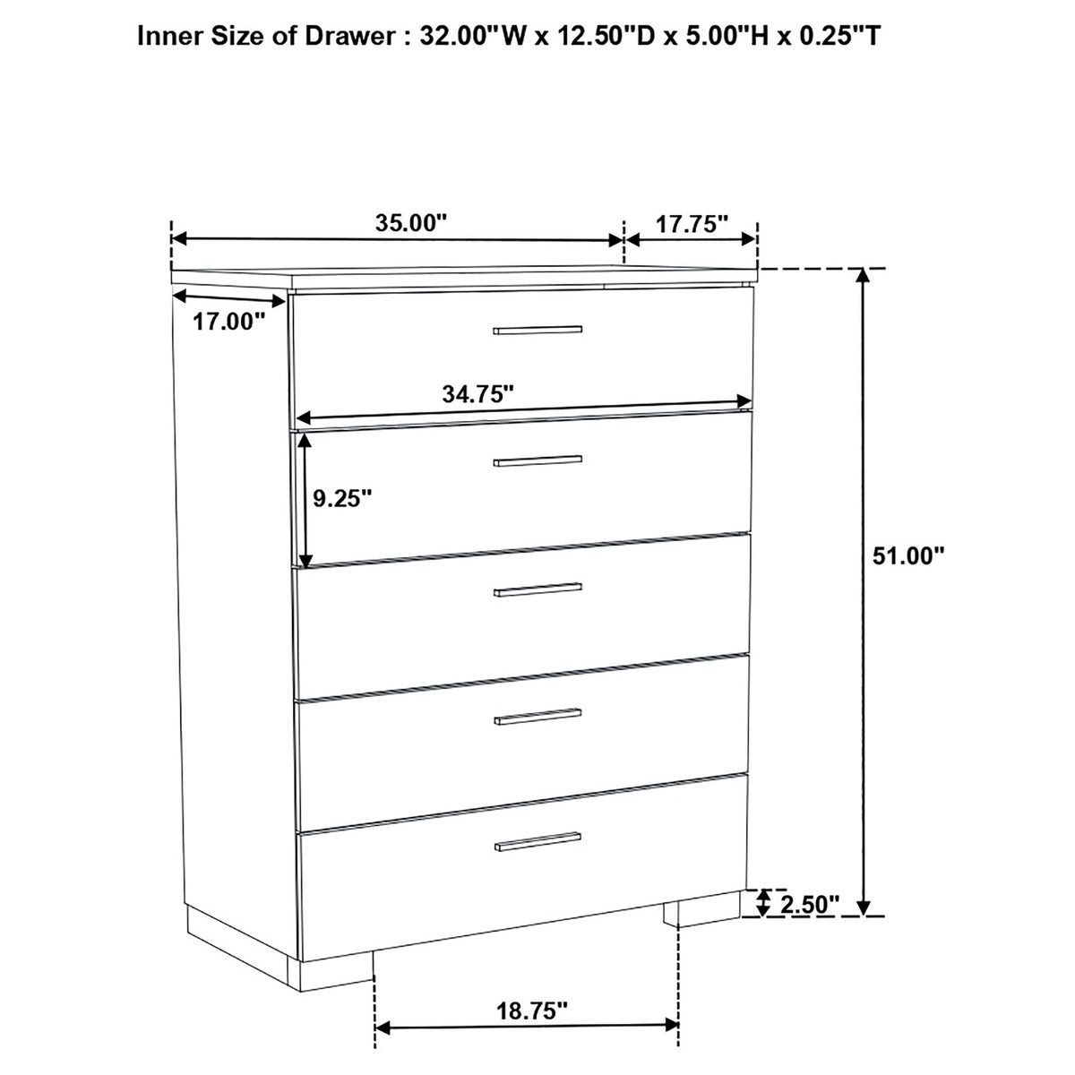 Felicity 6-piece Bedroom Set White High Gloss - Eastern King