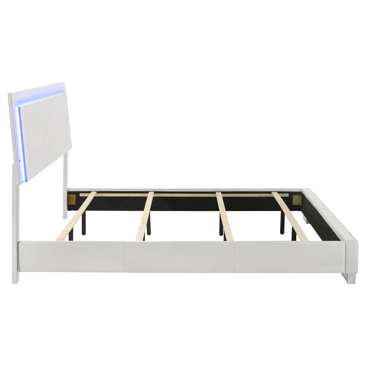 Felicity Wood LED Panel Bed White High Gloss - Eastern King