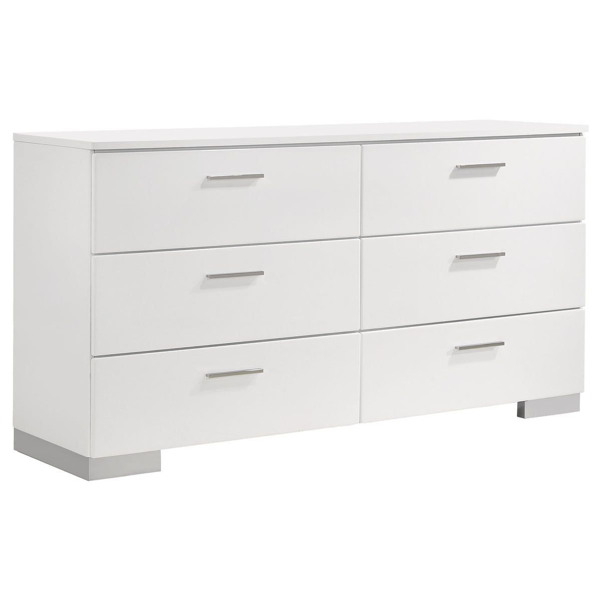 Felicity 5-piece Bedroom Set White High Gloss with Wood LED Panel Bed and Dresser Mirror - California King