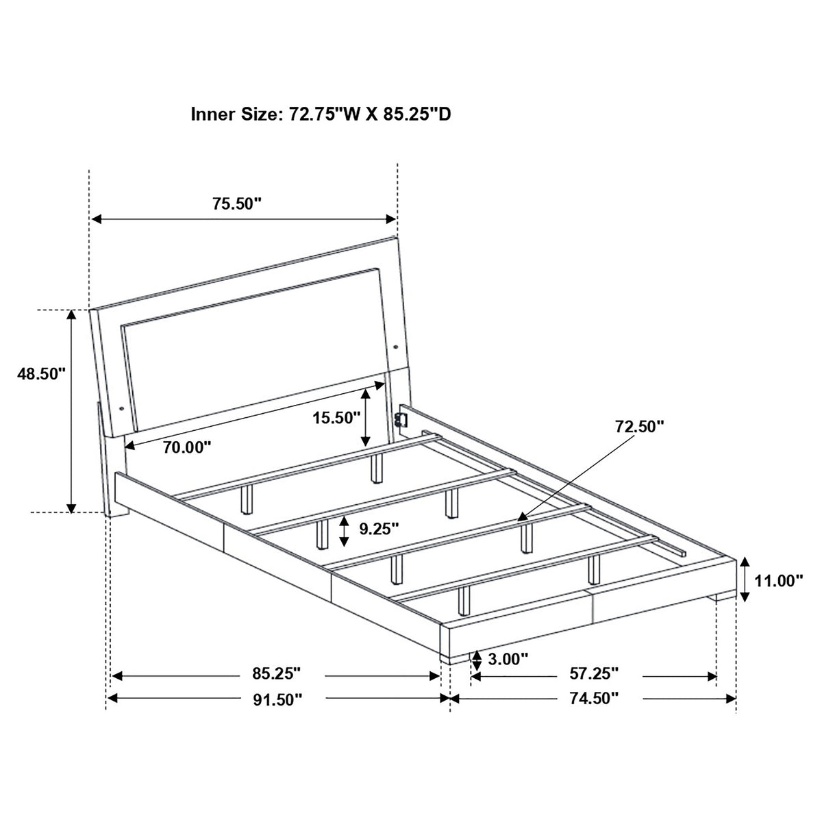 Felicity Wood LED Panel Bed White High Gloss - California King