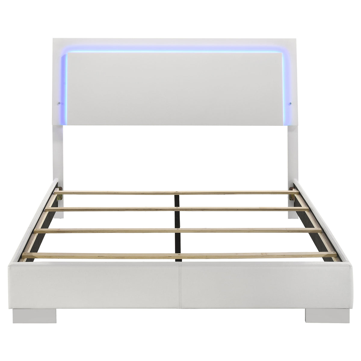 Felicity Wood LED Panel Bed White High Gloss - Queen