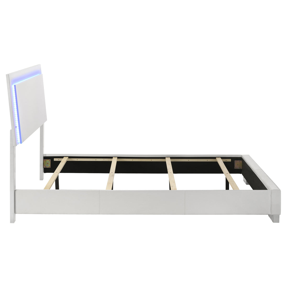 Felicity Wood LED Panel Bed White High Gloss - Queen