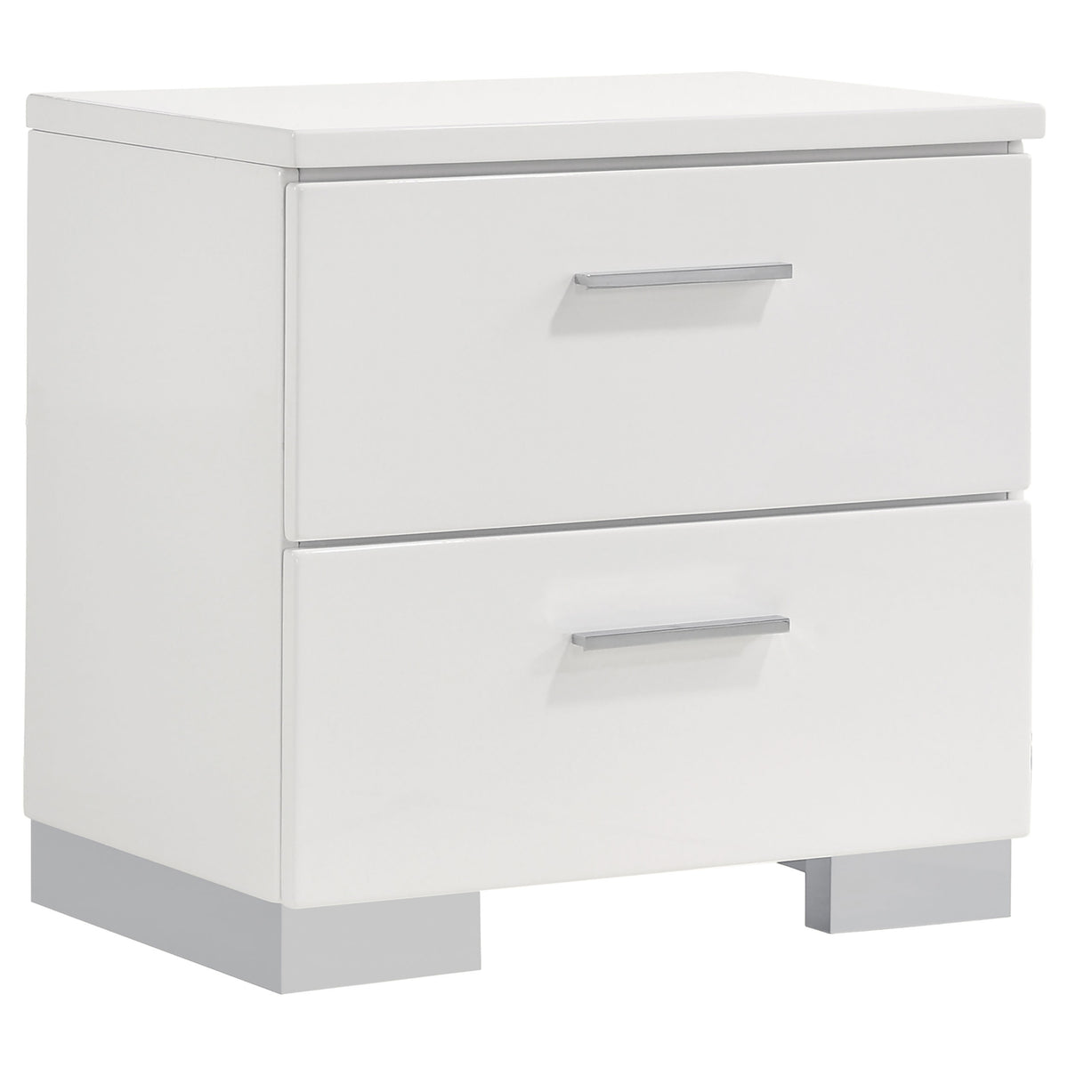 Felicity 5-piece Bedroom Set White High Gloss with Wood LED Panel Bed and Dresser Mirror - Twin