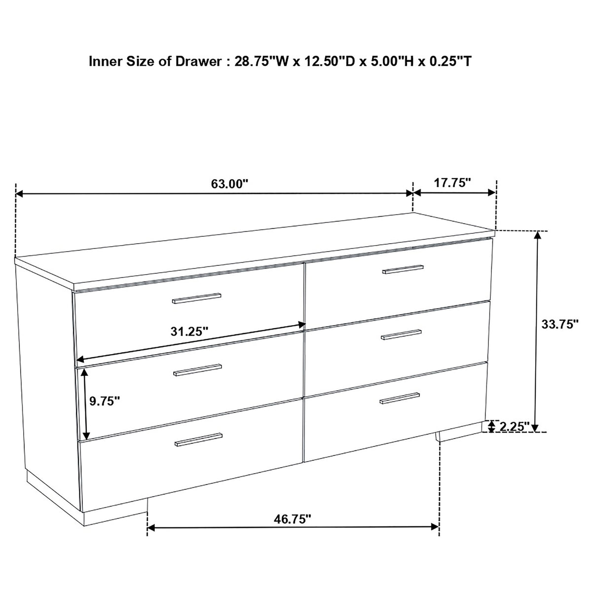 Felicity 5-piece Bedroom Set White High Gloss with Wood LED Panel Bed and Dresser Mirror - Twin