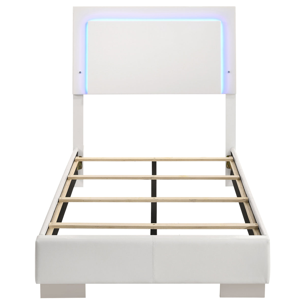 Felicity Wood LED Panel Bed White High Gloss - Twin