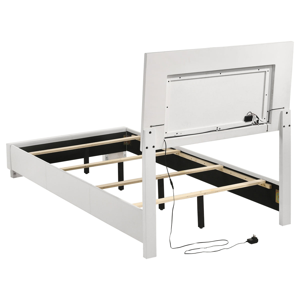 Felicity Wood LED Panel Bed White High Gloss - Twin