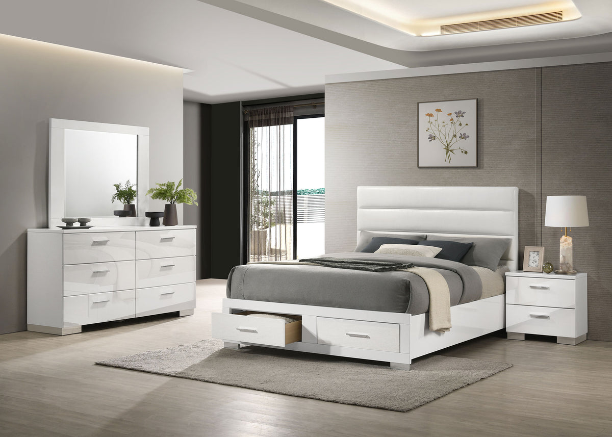 Felicity 4-piece Platform Bedroom Set White - Eastern King