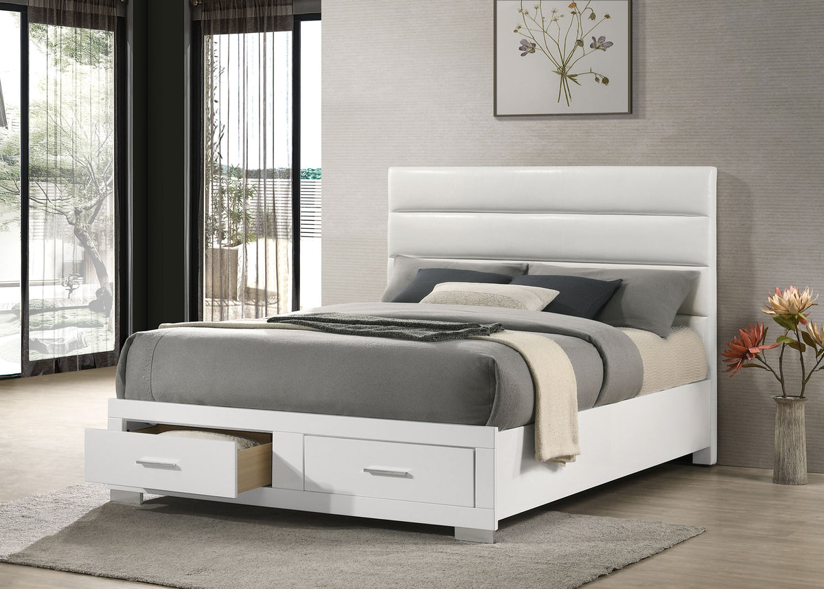 Felicity Storage Bed White High Gloss - Eastern King