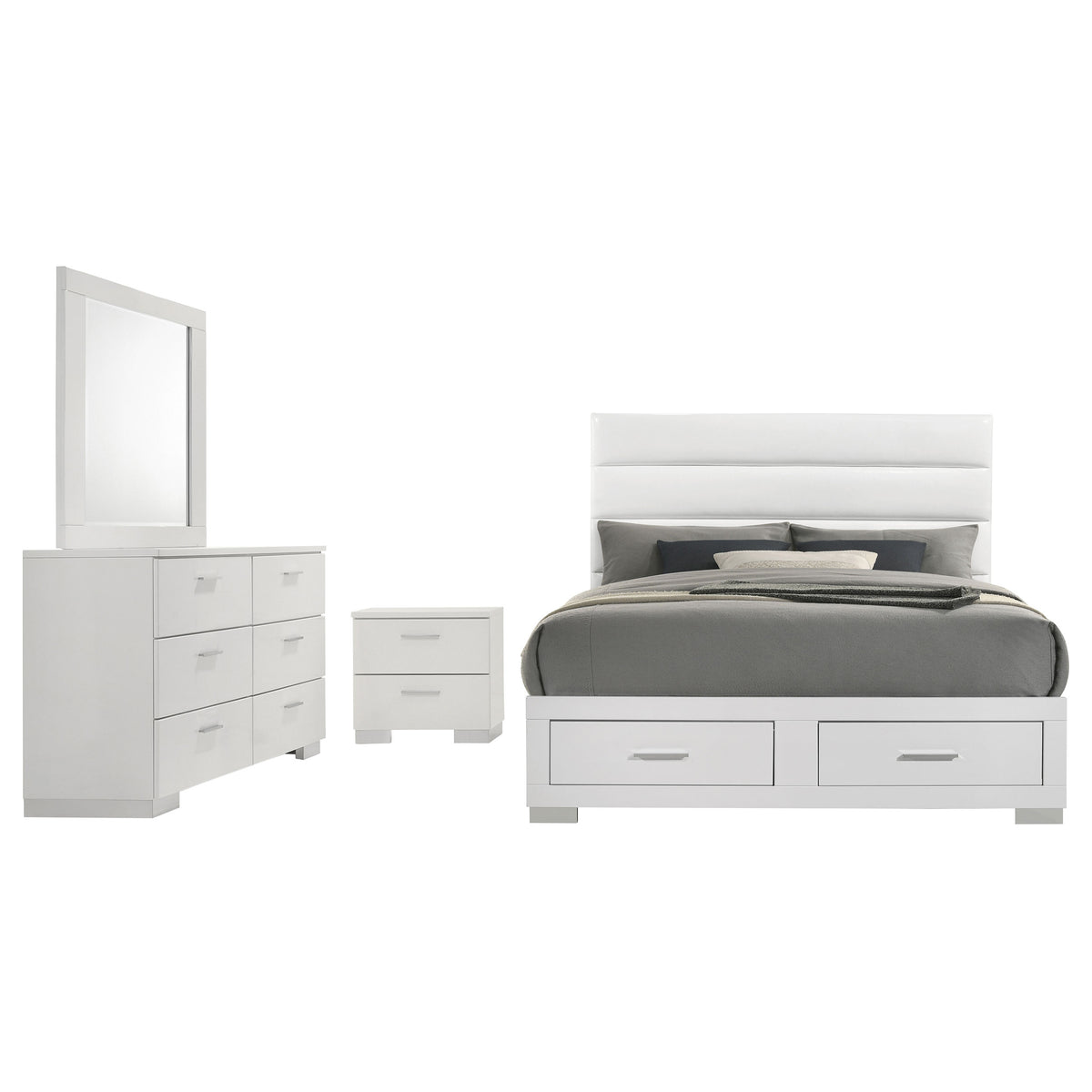 Felicity 4-piece Platform Bedroom Set White - California King