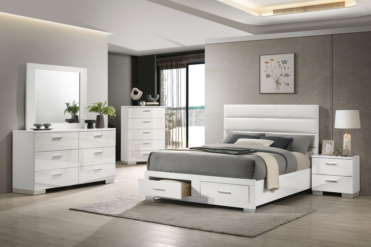 Felicity Storage Bed White High Gloss - Queen