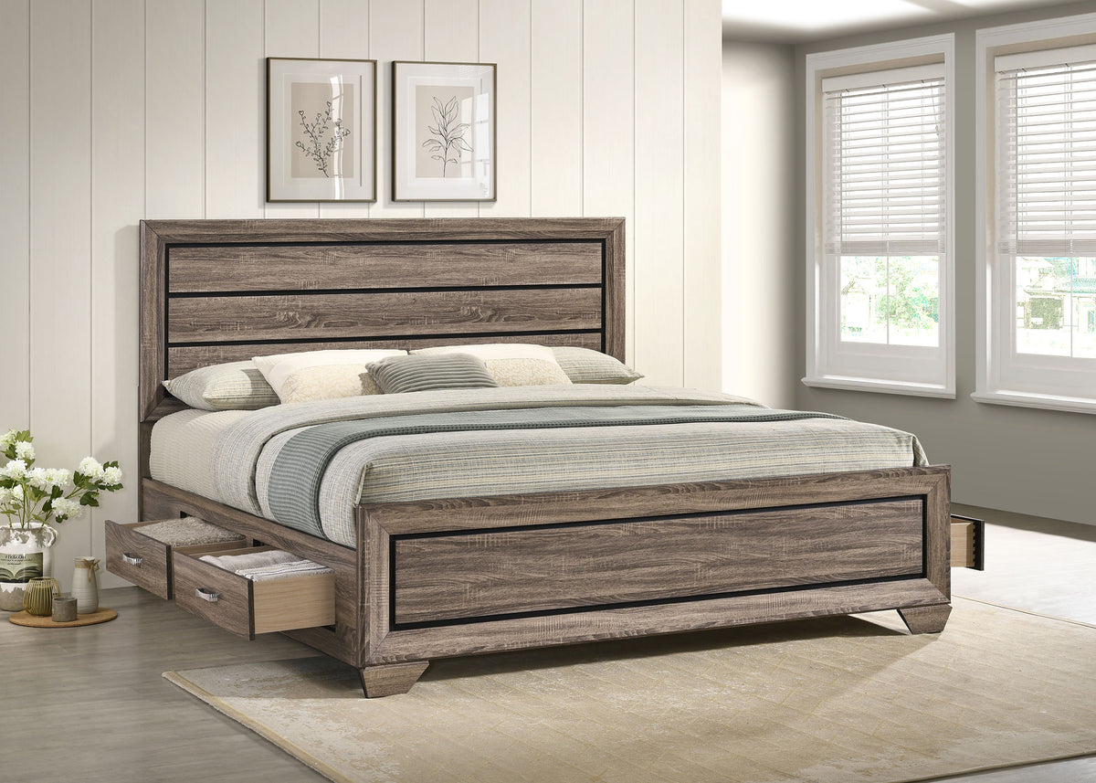Kauffman Wood Storage Panel Bed - Eastern King, Washed Taupe