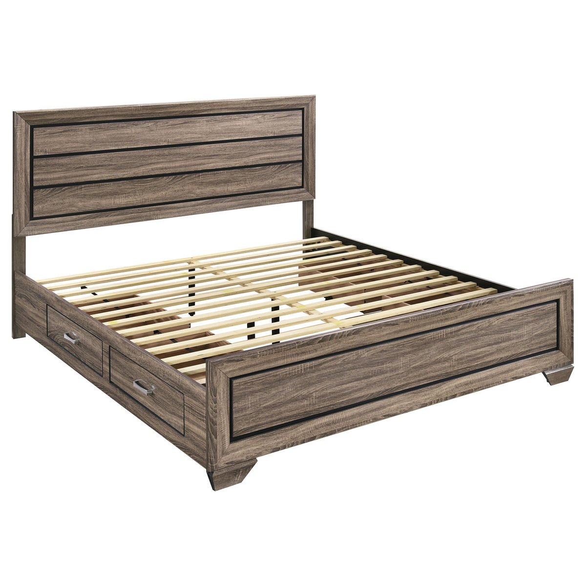 Kauffman Wood Storage Panel Bed - Eastern King, Washed Taupe
