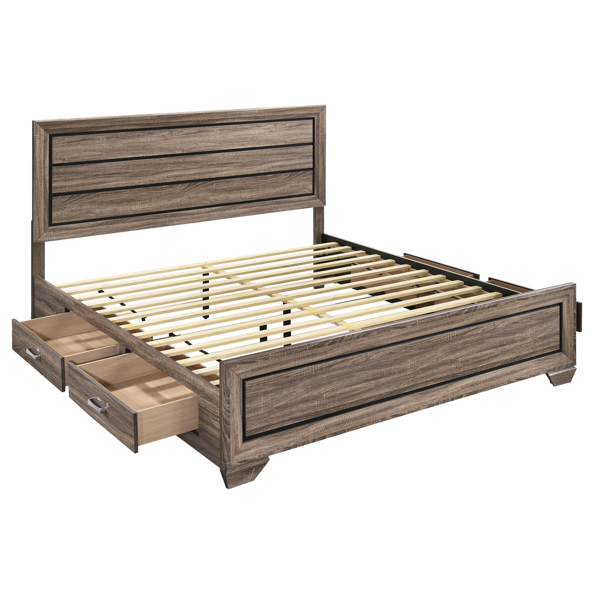 Kauffman Wood Storage Panel Bed - Eastern King, Washed Taupe