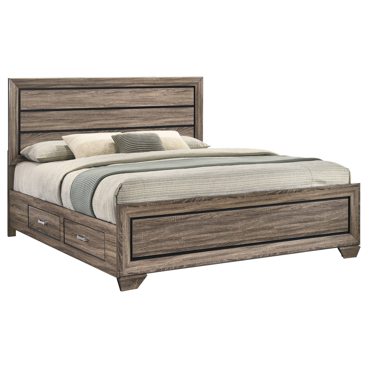 Kauffman Wood Storage Panel Bed - Eastern King, Washed Taupe
