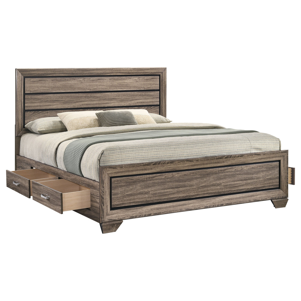 Kauffman Wood Storage Panel Bed - Eastern King, Washed Taupe