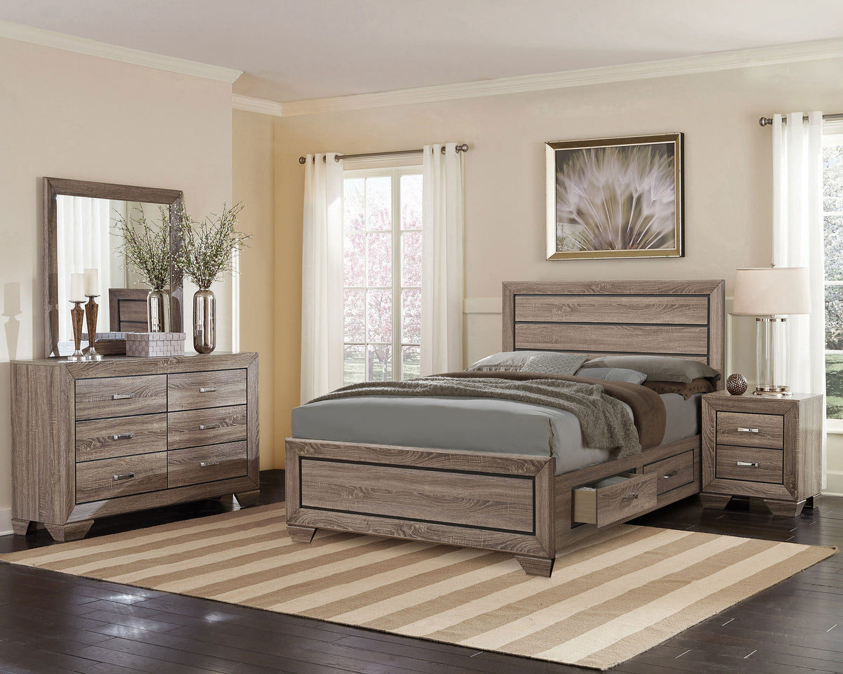 Kauffman Wood Storage Panel Bed - Eastern King, Washed Taupe