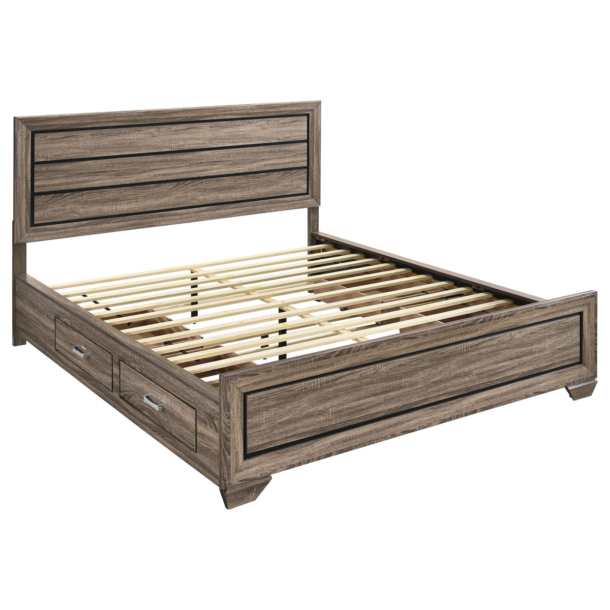 Kauffman Wood Storage Panel Bed - California King, Washed Taupe