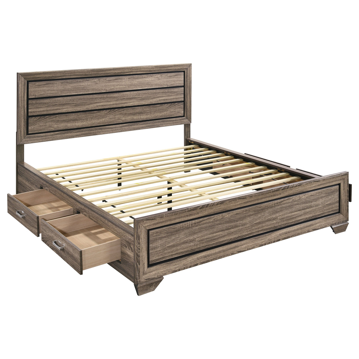 Kauffman Wood Storage Panel Bed - California King, Washed Taupe