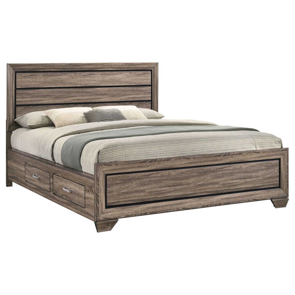 Kauffman Wood Storage Panel Bed - California King, Washed Taupe