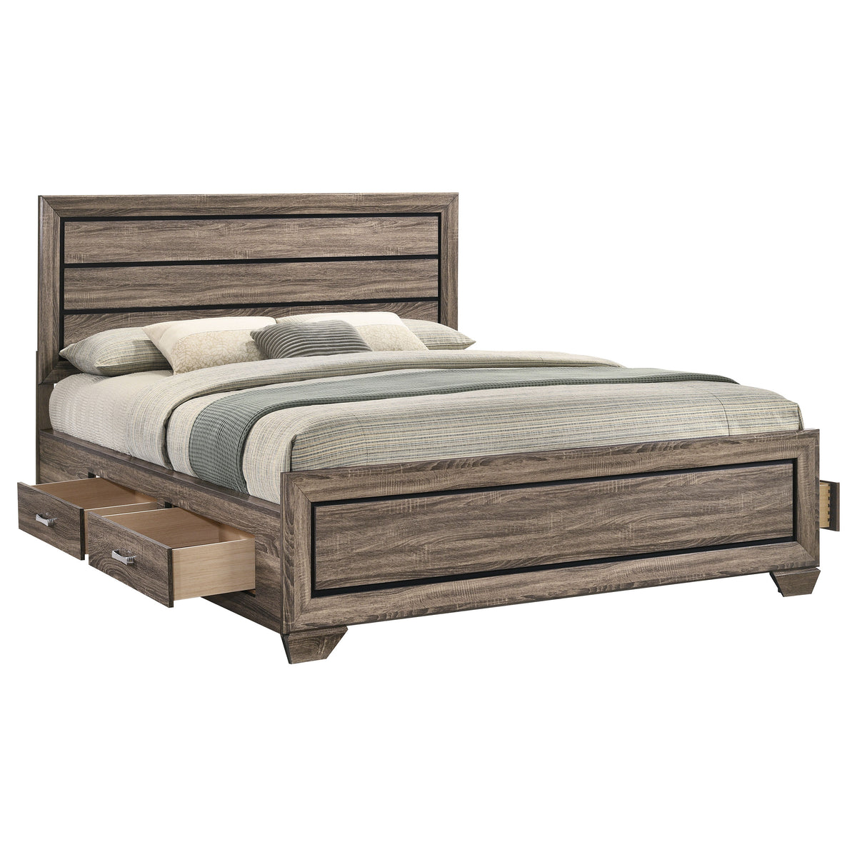 Kauffman Wood Storage Panel Bed - California King, Washed Taupe